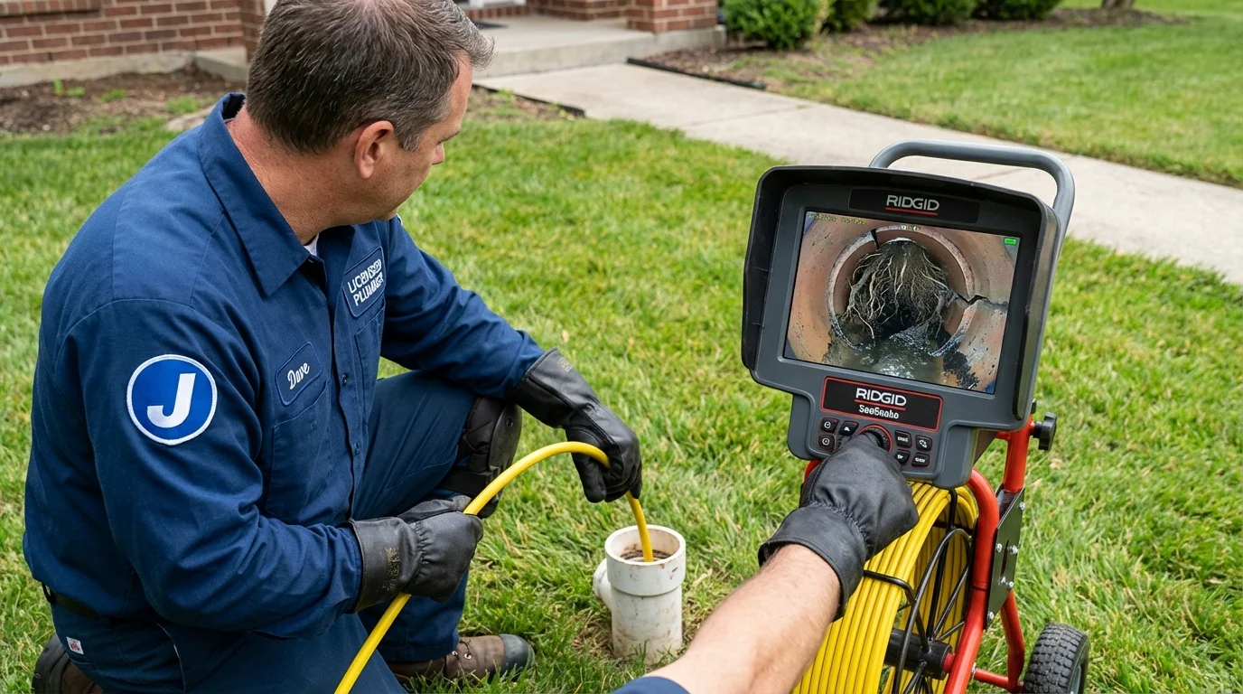 Sewer camera inspection being performed by Johns Plumbing LLC in Harrison